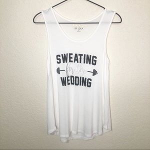 Sweating for the Wedding White Graphic Tank Top S